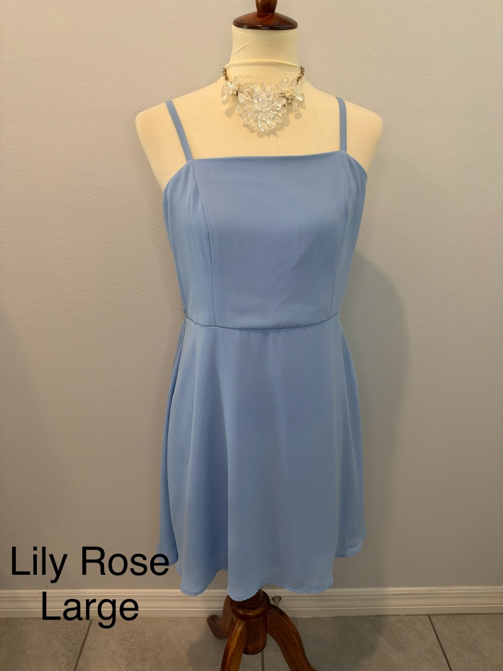 Lily Rose Light Blue Spaghetti Strap Mini Dress